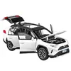 Diecast Model Cars 1 32 RAV4 SUV 2023 Alloy Die Cast Toy Car Model Sound en Light Trokken naar Childrens Toy Series Birthday Giftl2405