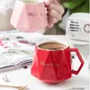 Tumblers Gepersonaliseerde diamantvorm keramiek mokken mokken creatieve geometrische koffiekop paar mug mug melk thee waterbeker voor kantoor zakelijk huis H240506