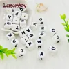 Blocs LCMOMBAY 12 mm 200pc Lettre Perles de silicone