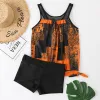 Pakken 2023 Nieuwe geometrische print tankini set plus maat tweedelig zwempak voor vrouwen groot formaat badkleding badkleding strandkleding strandkleding