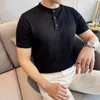 Polos pour hommes Polos 2024 Été mince chinois collier collier couleur unie en t-shirt à manches courtes