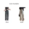 Pantalon féminin quotidien shopping pantalon pour femmes toutes saisons en noir et blanc taille libre taille horizontale