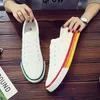 Mens Rainbow Mandarin Duck Canvas Shoes and Womens Couple Korean Style White Allmatch Board 240426