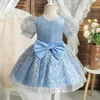 Mädchenkleider PECING Neugeborenes Kind Taufe Kleider Puff Ärmel Süßes Baby Hochzeitsfeier Abend Kleid Kleinkinder Kinder Geburtstag Prinzessin Kleid