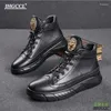 Chaussures décontractées Bottes d'hiver masculines Top Layer de la laine de chaises de vache à l'intérieur de la qualité du matériau Snow Hip Hop Rivet Flat P4