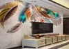 Papel de Parede Custom Wallpaper 3d Po Murals Retro American Fashion Color Feather Texture Art Slaapkamer Achtergrond Wall Paper18090801