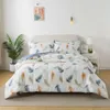 Cubierta de edredón 3pcs 100% de plumas de algodón estampado de ropa de cama de ropa de cama delgada (1*edredón + 2*funda de almohada, sin núcleo), patrón de pluma azul claro blanco ultra reversible ultra reversible