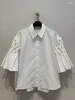 Frauenblusen Mode Shirt Revers Profil -Regenschirm Form Ärmel Single Breace Lose Solid Color Bluse Sommer 2024 7AB3956