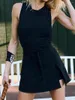 Gelegenheitskleider Mode Frauen Tenniskleider ärmellose Crew Neck gehöcherte Schlitz Mini-Tank mit eingebauten Shorts S m l