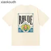 Rhude High End Designer Vêtements pour Chaopai Micro Label Poker Poker Carte Imprimé à manches courtes pour hommes et femmes High Street Loose Half Mancheves avec 1: 1 Étiquette d'origine