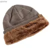 Caps hoeden nieuwe unisex langzame winterhoed met bont voering voor mannen en dames warme bonenhoeden casual label decoratie voor winter gebreide hoeden wx