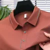 Polos Men's Polos Polo Couleur solide à séchage rapide Top polyvalent Top Silk Silk sans couture à manches courtes Men 2024 Style d'été