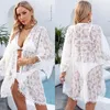 Women's Tops Asymmetric Cardigan Sexy See-through Lace Blouse Strap Kimono Beach Sunscreen Jacket 2024 Fashion Trend
