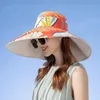 Женщины летние двойная шляпа шляпа Шляпа Солнце Защита Цветок Пляжный Шапка