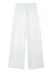 Pantalon féminin hxao d'été blanc fluide de fluides baggy pantalon de femme haute taille