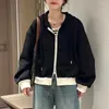 女性用ジャケット韓国ファッションフード付きフロントポケットジッパージャケットの女性服長ゆるいアウトウェアカジュアルコート秋