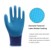 Перчатки 3 пары Ecolatex Gloves AntiSlip Gmg Blue Polyester Shell с латексными ладонями