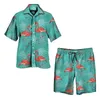 Flamingo druk menu garnitur 3D koszulka na plaży krótkie luksus luksus 2pc set wakacje hawajskie streetwear mody garnitury 240426