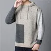 Men's Sweaters M-5xl Mens Winter Male Pullovers Clothing Hooded Long Sleeve Patchwork Thicken Warm Comfortable Man Top Clothes H50