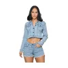 Suits de survêtement pour femmes shorts de style européen set le jean denim de printemps d'été