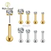 Body Arts Right Grand ASTM F136 Titanium 18G/16G Draadloze push pin labret stud CZ kraakbeen oorrang helix tragus neusbestrijding piercing d240503