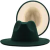 Qbhat tvåfärgade fedora hatt kvinnor män bred brim file jazz hatt damer party topp cap lapptäcke chapeau sombreros de mujer 50 färger 240430