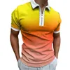Men's Plus Tees Polos Новые 3D цифровые печать лацка на молнии мужская рубашка поло