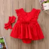 Jurken Nieuwe aankomst 2 stks rode bloem babykleding