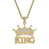 Mode-kroon King Diamonds Hangdoek kettingen voor mannen Women Luxe letters Hangers Legering Rhinestone Chain ketting Gold Silver Jewelry 275X