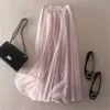 Юбки новая плиссированная юбка повседневная офис апельсиновая розовая элегантная a-line Высококачественные винтажные нижние 3 слоя