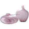 Vases Pink Imitation Porcelain Vase Glass Modern Luxury Soft Decoration Drop Delivery Dhw19