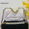 Chanellly CChanel Chanelllies 19 Series Women Designer Flap Bag Quilted Tote Pearly CC White 6 Colors GoldSilver Chain Genuine Leather Crossbody Shoulder Handbag 2