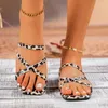 Slippers 2024 Summer Casual Fashion Leopard Imprimé plage plate plate confortable Toe Open Sandales NON: K01