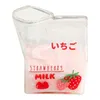 Tumbler 380ml Kawaii Square Milk Paper Box Glas Tasse Süßes Erdbeer -Frühstück Home Tragbarer Schüler transparent H240506