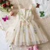 Robes de fille en bas âge bébé filles robe d'été putu tutu princesse floral broderie robe bébé bébé fille d'anniversaire fête anniversaire lisc2405