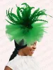 Kentucky Derby Big Fascinator Hat Women Wedding Elegant Feather Pillbox Cap Royal Party Headpiece Ladies Evening Church Chapeau