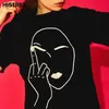 Herren-T-Shirts 2024 Mittelfinger gedrucktes T-Shirt Hip Hop Harajuku Kurzes Slve T-Shirt Fashion Casual Funny T-Shirt Cotton Strtwear Tops TS H240506