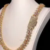 Bussdown Luxury mix gesneden hiphopketen 13 mm goud vergulde GRA -gecertificeerde stokbroodronde ronde ijs uit Moissanite Miami Cuban ketting