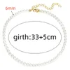 TRENDE 6 8 8 mm White Pearl Chokers Collier Clavicule Chaîne pour femmes Classic Elegant Wedding Neck Jewelry Love Pendant Gift 240429