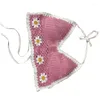 Damestanks Hollow Out Crochet Floral Camisole Vest For Women Halter Strappy V-Neck Colorblock Bikinis Bha's met borstkussen strandkleding