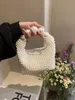 Elegante Franse retro handweven parelbag voor bruidsmeisjes en feesten