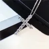 Designer Gold Cross hanger kettingen voor vrouwen glanzende bling S925 Sterling Silver Diamond Crystal Link Chain Choker Necklace Sieraden Gift