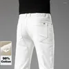 Men's Pants Classic Style Summer Slim Fit White Jeans High Quality Business Fashion Cotton Stretch Denim Brand Trousers