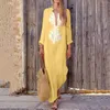 Casual Dresses Oversized Cotton Linen Dress Women's Boho Style Irregular Hem Long Female Loose Sleeve Beach Party Sundress Vestido