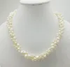 Choker 3 Stränge von 7-8 mm natürlicher weißer Barock Perlenkette 19 "