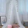 Nordic Princess Crown Dome Tent Mosquito Net 7 coureurs Mesh Curtain Childrens Room Decoration Girl Pink Berce Bit de canopée Kids 240506