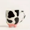 Gobelers 1pc 500ml 17oz mignon dessin animé tasse en céramique motif de vache créatif et tasse à eau tasse de café cadeaux de lait pour les amis enfants h240506