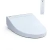 Couvre TOTO SW3084 # 01 Washlet C5 Silaire de toilette électronique bidet avec prémist et Ewater + Wand Cleaning, allongé, Coton blanc