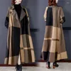 Trench Coats de Femme 2024 Mabillage d'automne printemps Long et mince mode élégant plaid lâche sur le genou