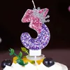 3 -stks kaarsen 1 stks sprankelende digitale paarse kaarsen prinses kroon thema cake kaarsen verjaardagsfeestje trouwverdedingen cake topper decoratie